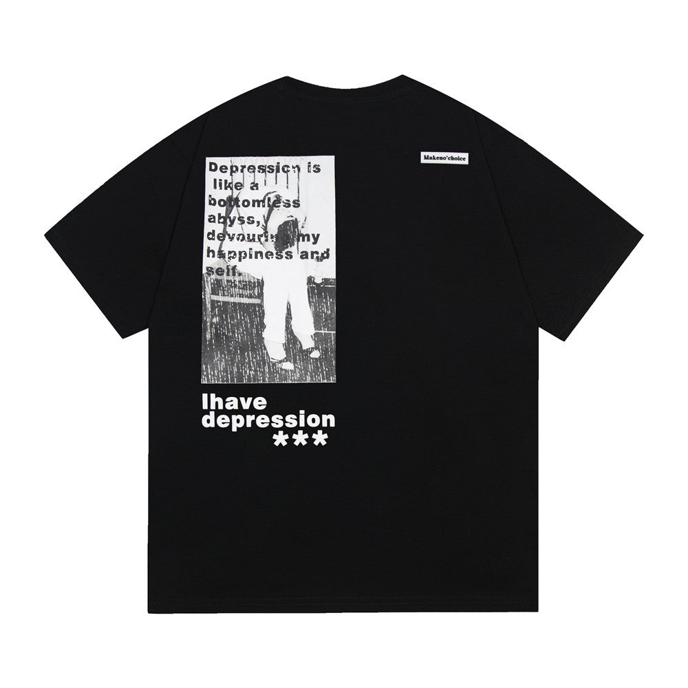 Depression Graphic Design Cotton T-shirt