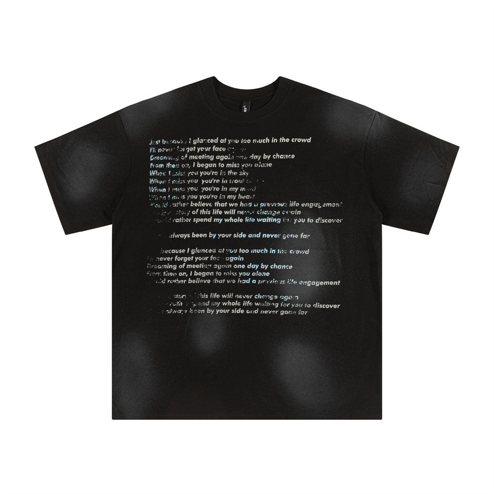 Letter Graphic Design Cotton T-shirt Men