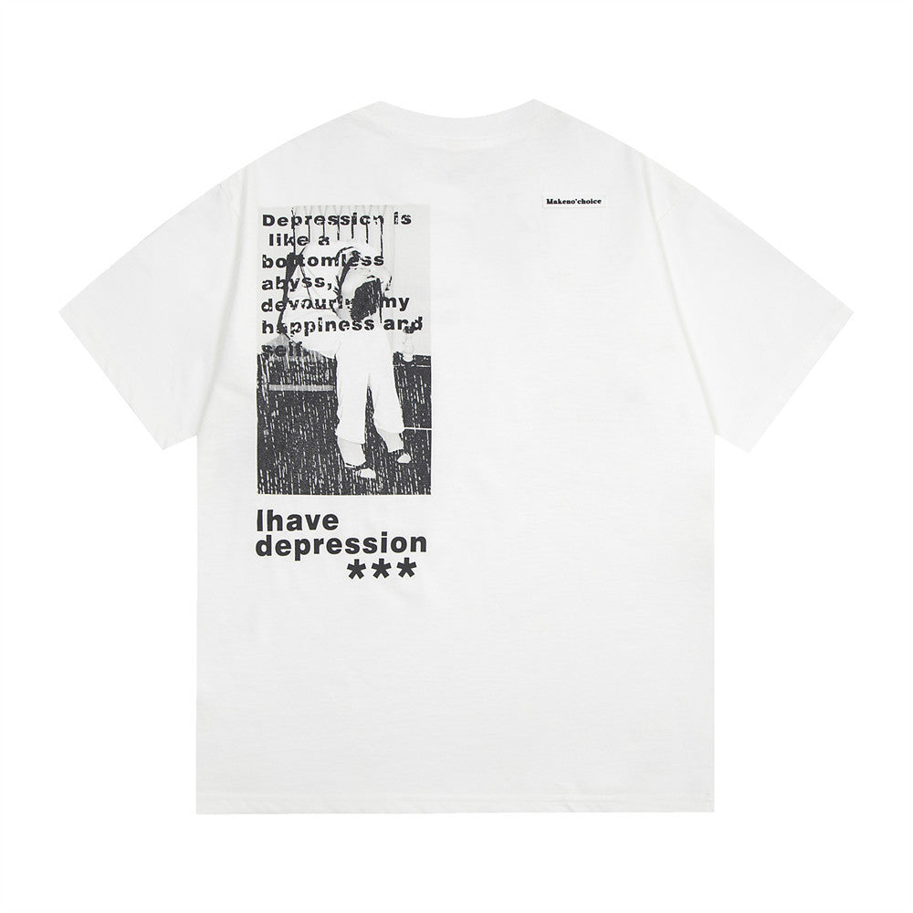 Depression Graphic Design Cotton T-shirt